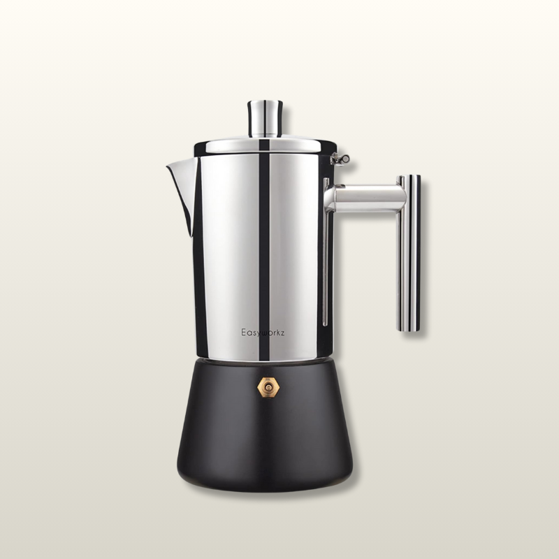 Easyworkz Diego stainless stovetop espresso maker, 4 cup