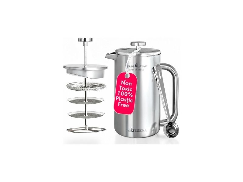 Ziruma non-toxic French press borosilicate glass stainless steel coffee maker