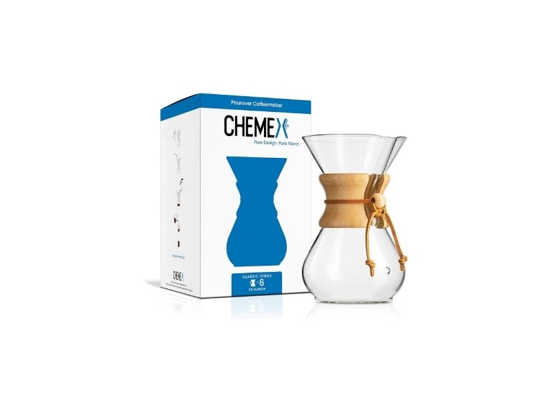 Chemex Classic borosilicate glass pour over coffee maker with wood collar
