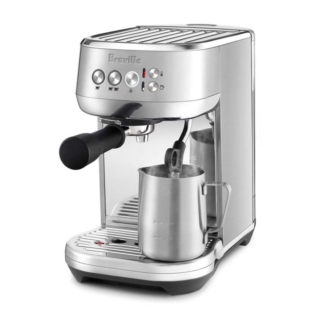 Breville Bambino Plus espresso machine with automatic milk frother and stainless steel design