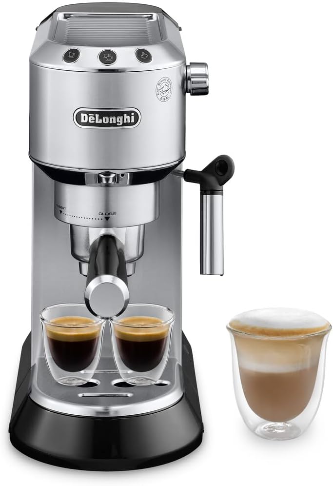 DeLonghi Dedica slim espresso machine with 6-inch width compact design